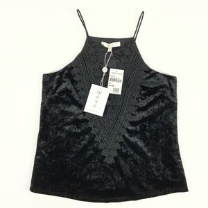 WAYF Black Velvet Posie Strappy Camisole Women’s Size XS